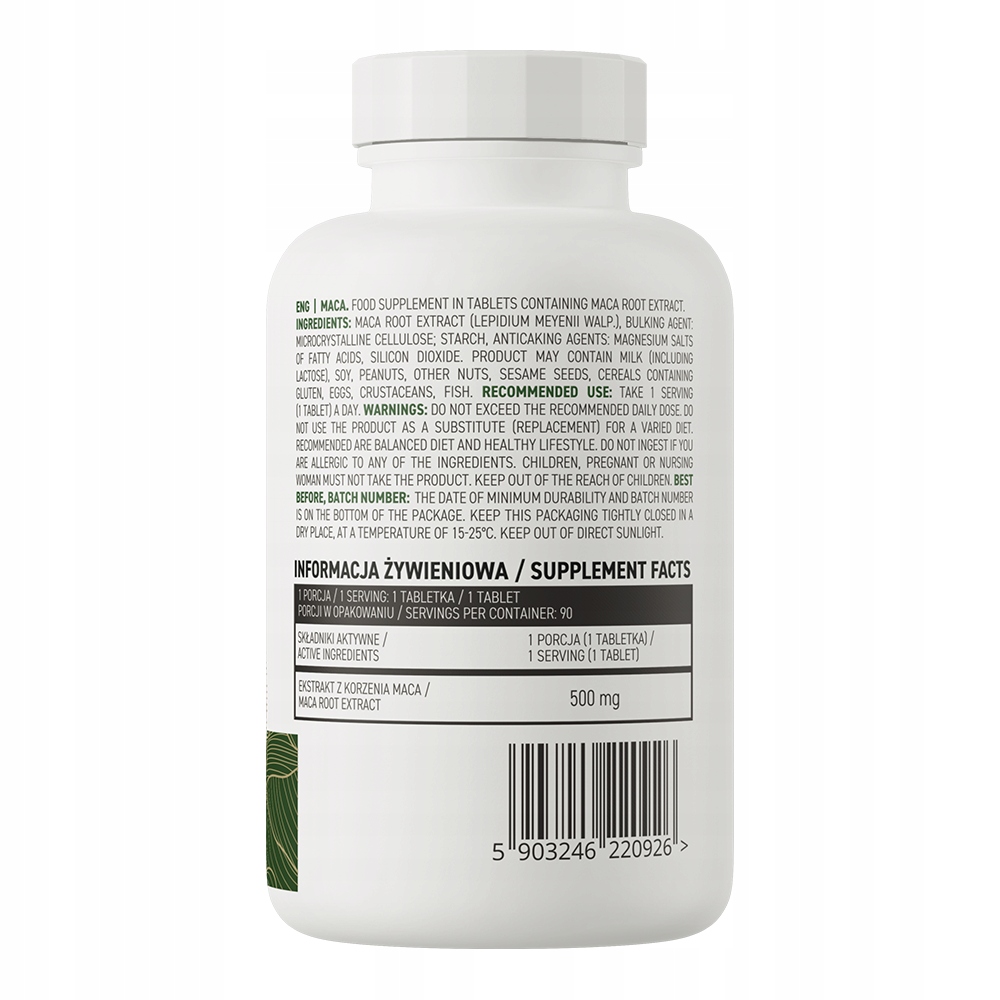 Suplement maca tabletki OstroVit naturalny 86 g 90 ml - obrazek 3