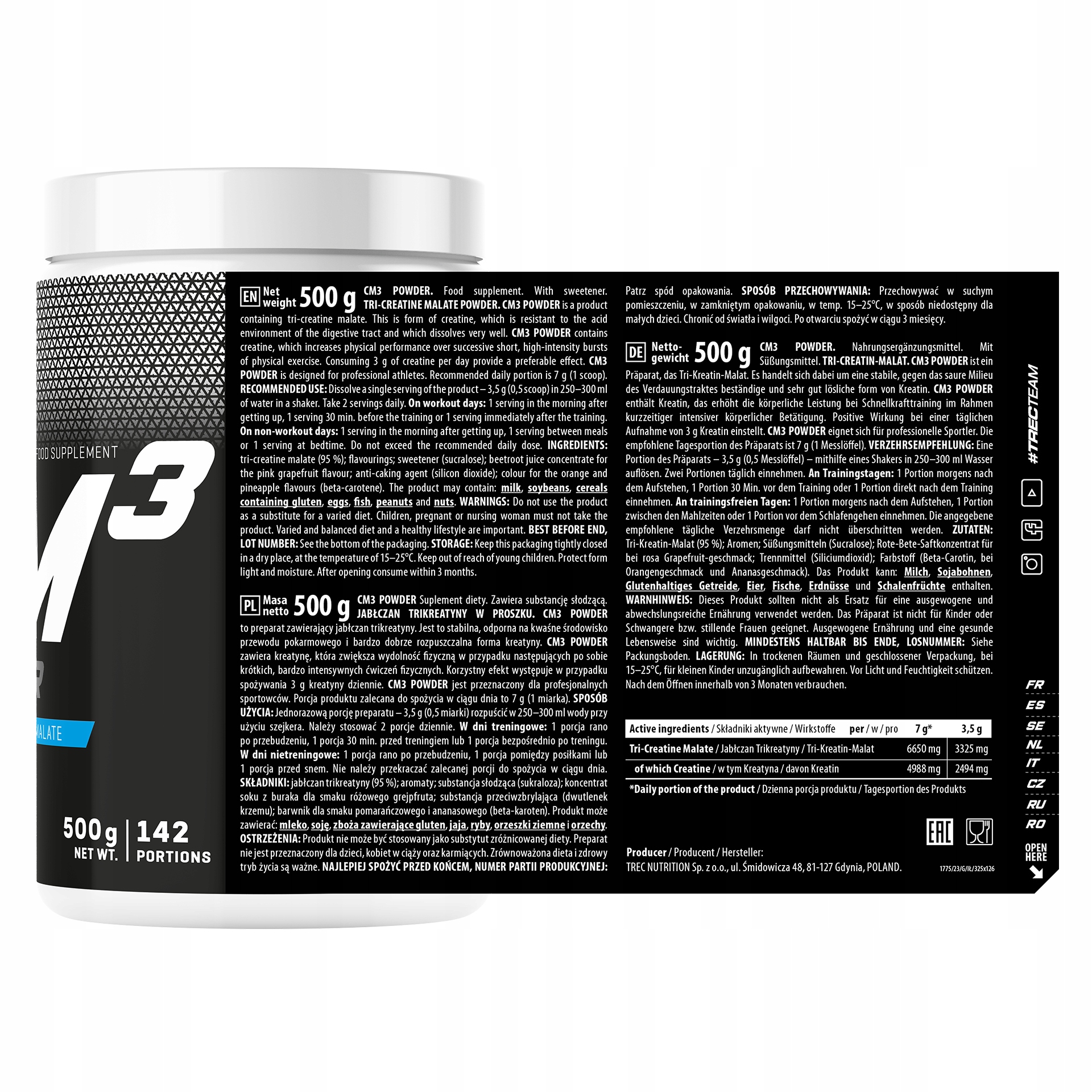 Kreatyna Trec CM3 powder 500g Pomarańcza - obrazek 9