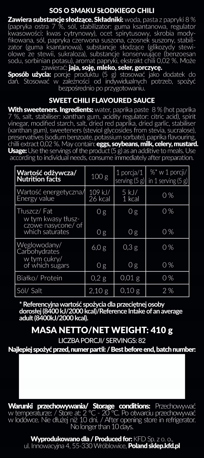KFD Premium Sauce - Sweet Chili - 410 g (Gęsty Sos) - 20.05.2026 - obrazek 2