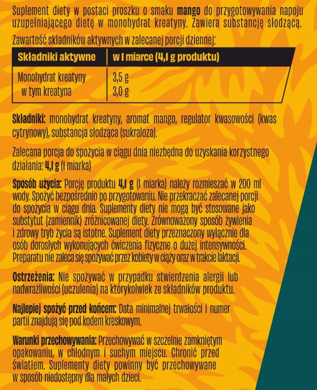 Kreatyna proszek mango WK Dzik 369 g - obrazek 2