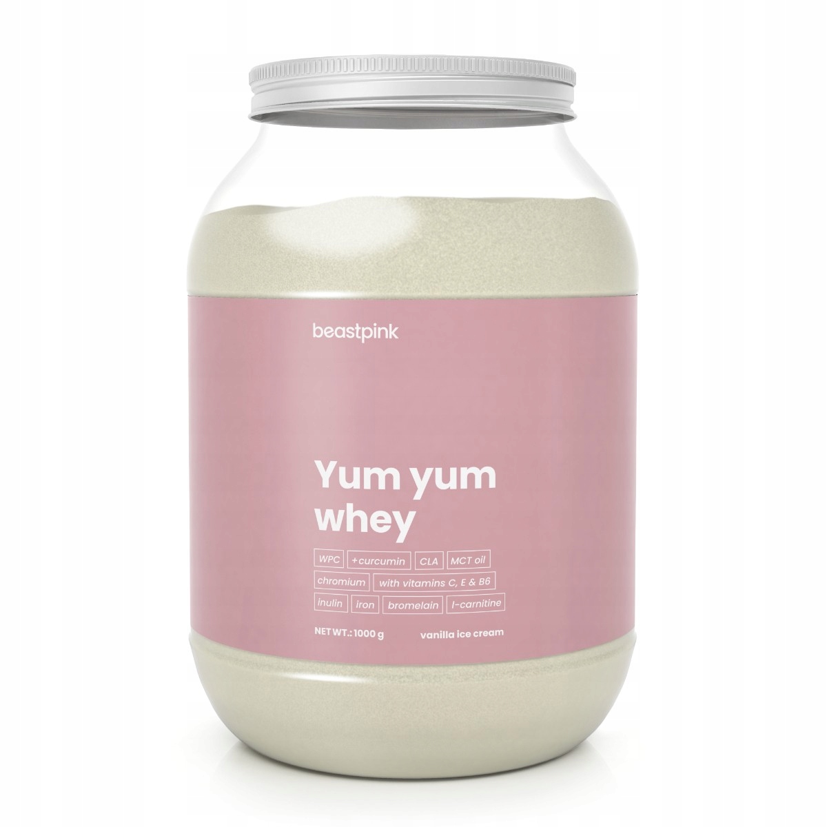 Odżywka białkowa BeastPink Yum Yum Whey WPC waniliowy 1000 g bez aspartamu
