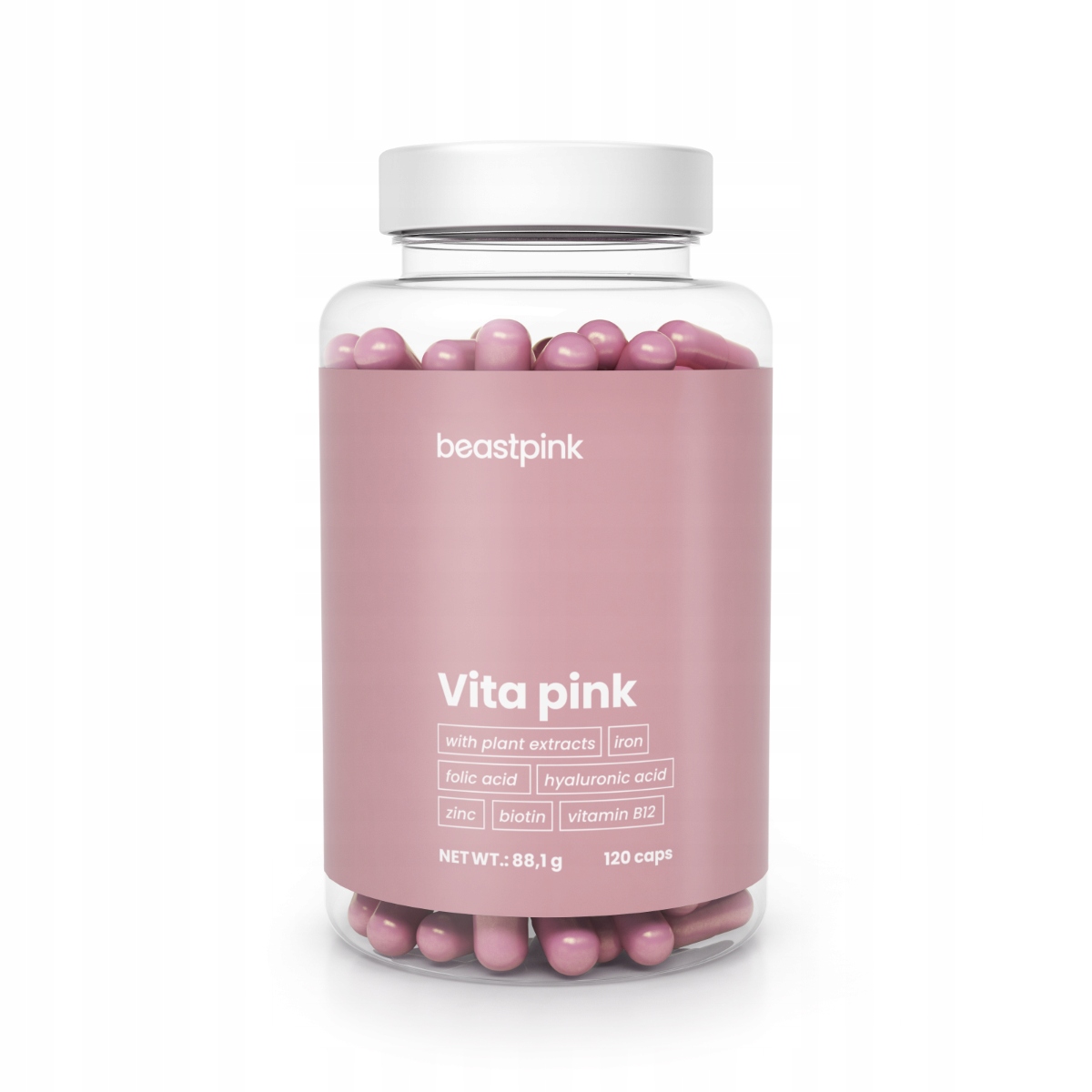GymBeam Vita Pink - BeastPink Włosy Skóra Paznokcie 120 kaps.