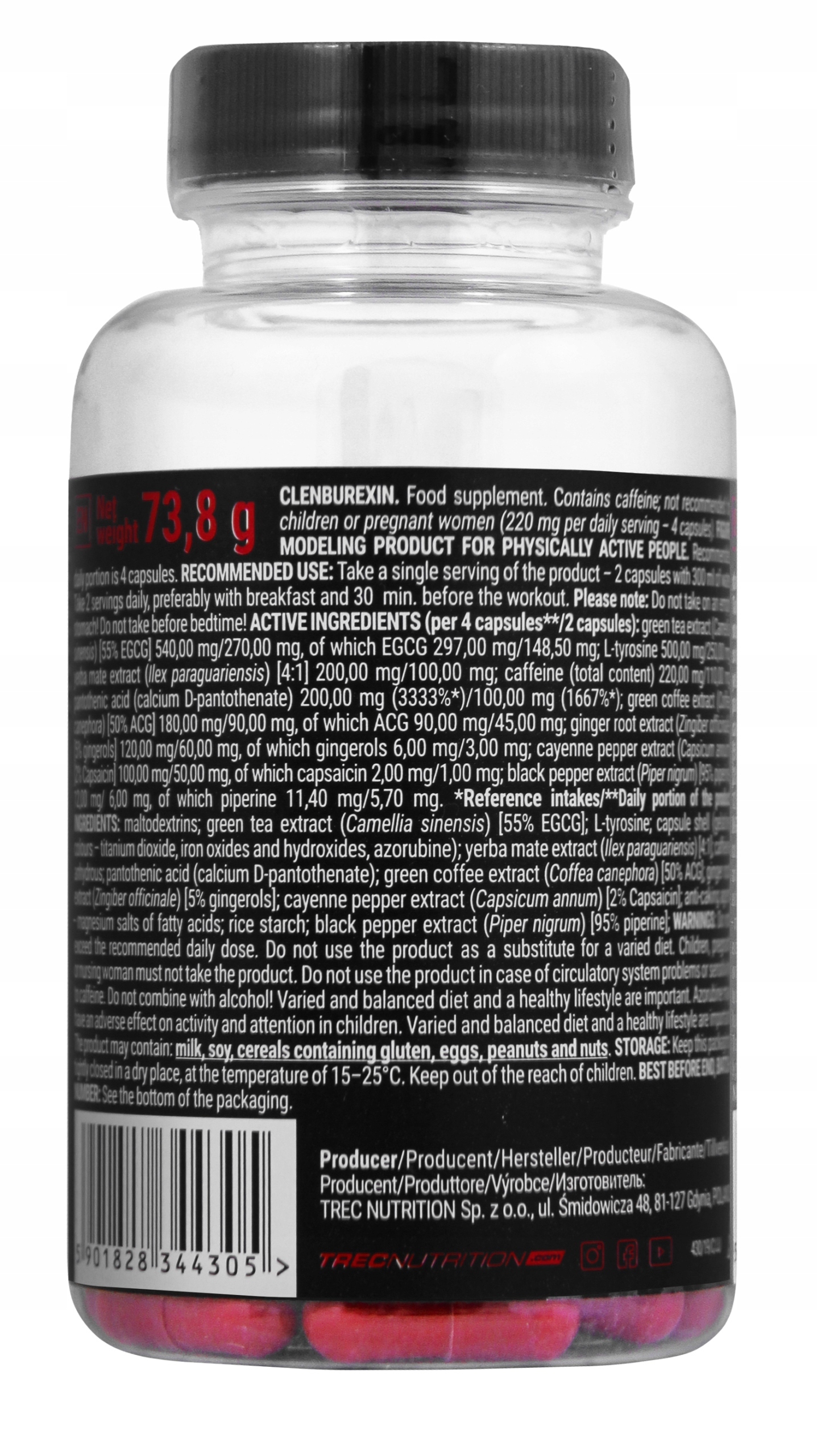 Wielozadaniowe kapsułki Trec Nutrition Clen Burexin smak naturalny - obrazek 4