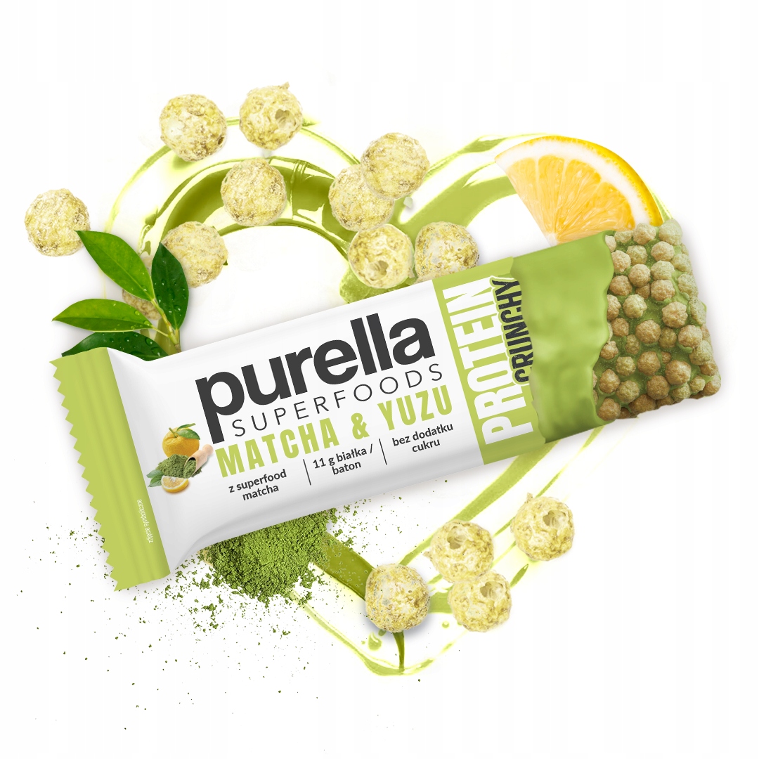 Baton proteinowy Purella Crunchy Matcha &Yuzu bez dod cukru 45g - obrazek 5