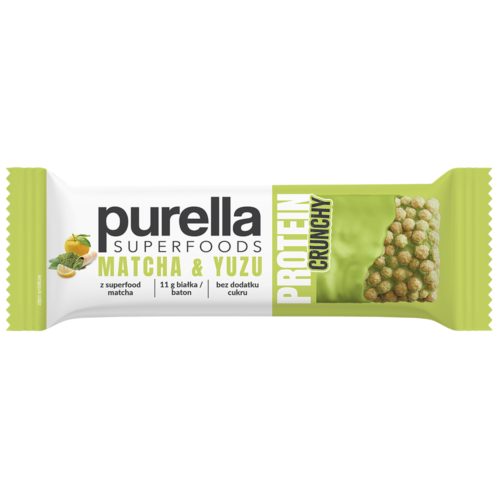 Baton proteinowy Purella Crunchy Matcha &Yuzu bez dod cukru 45g