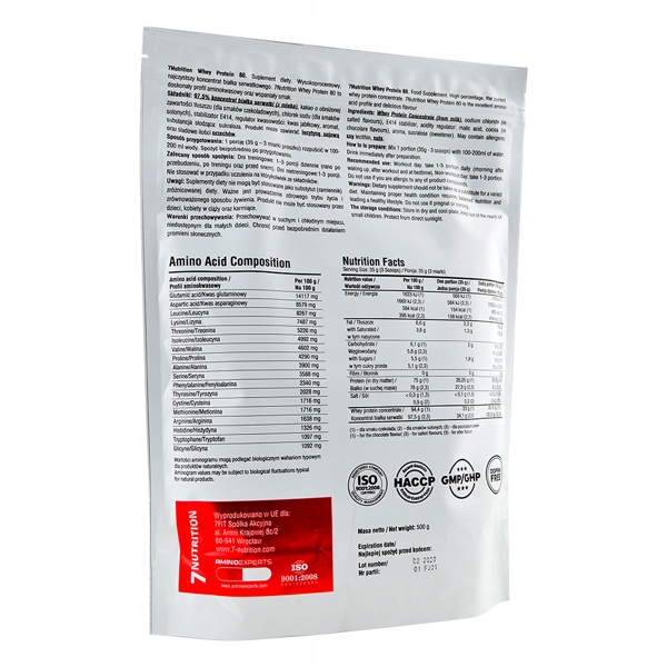 7Nutrition Whey Protein 80 białko 500g Czek Karmel - obrazek 3