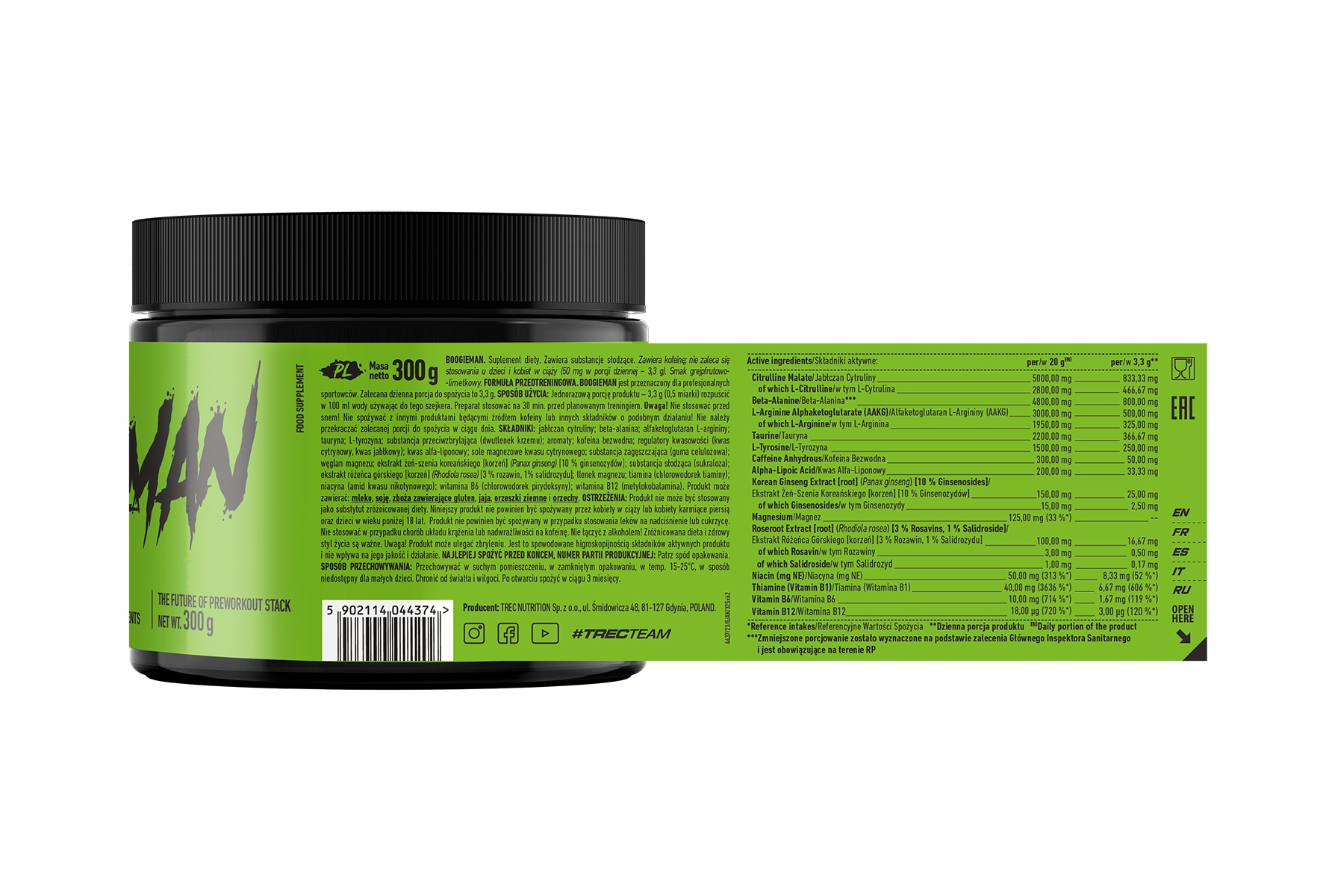 Odżywka przedtreningowa Trec Nutrition Boogieman grejpfrut proszek 300 g - obrazek 3