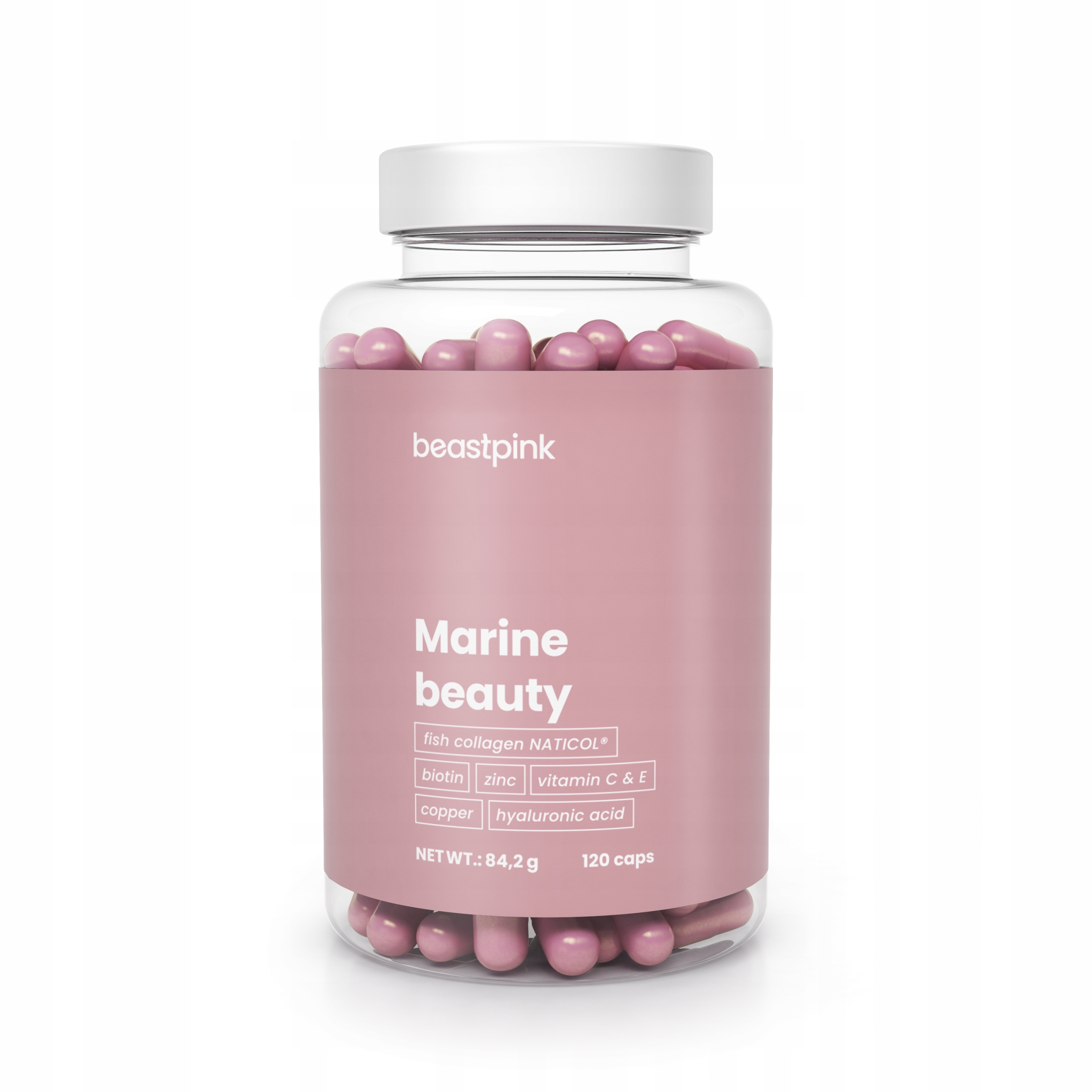Suplement diety BeastPink Marine Beauty kolagen z kwasem hialuronowym kapsułki 120 szt.