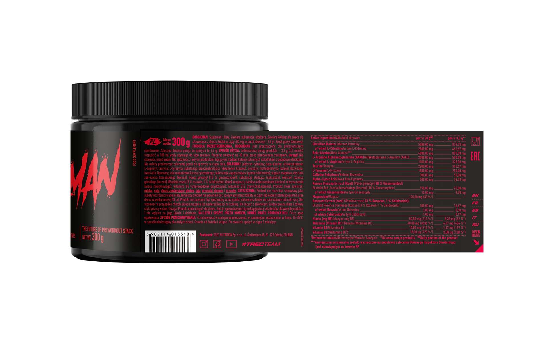 Odżywka przedtreningowa Trec Nutrition guma balonowa 300 g bez cukru - obrazek 10