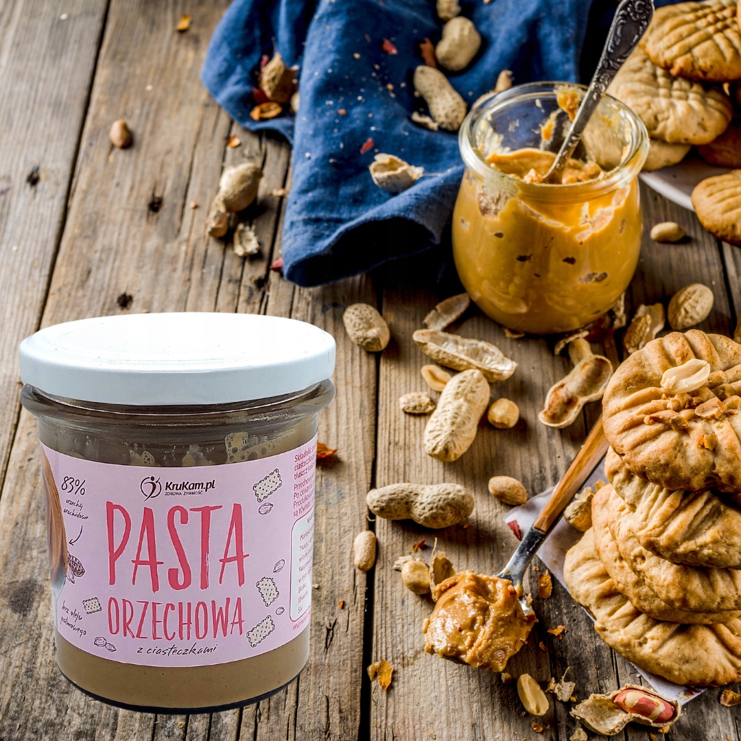 Pasta orzechowo ciasteczkowy KruKam Pasta Orzechowa z ciasteczkami 300 g - obrazek 2