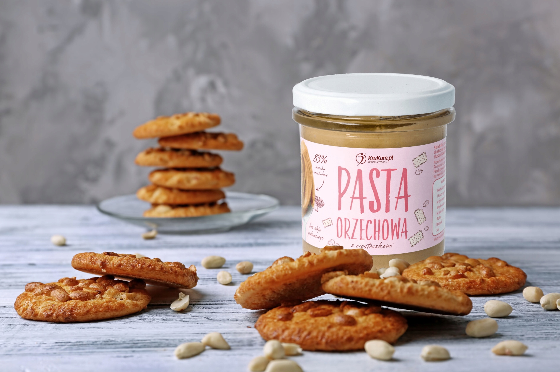 Pasta orzechowo ciasteczkowy KruKam Pasta Orzechowa z ciasteczkami 300 g - obrazek 9