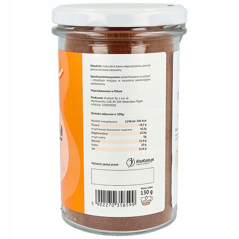 Kawa rozpuszczalna KruKam Pomarańcza 130 g - obrazek 2