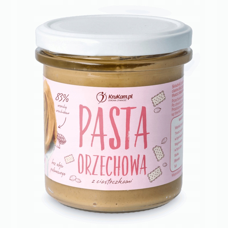 Pasta orzechowo ciasteczkowy KruKam Pasta Orzechowa z ciasteczkami 300 g - obrazek 7