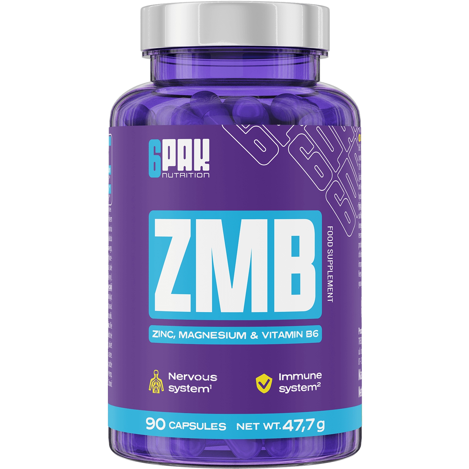 MAGNEZ + CYNK + WITAMINA B6 Forte 90 Kaps Mięśnie Testosteron Nerwy ZMA ZMB