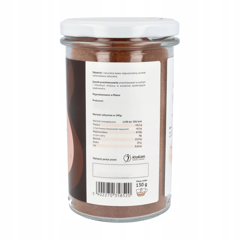 Kawa rozpuszczalna KruKam Kawa rozpuszczalna Czekolada 130 g - obrazek 3