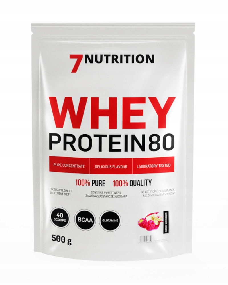 7Nutrition Whey Protein 80 500g WPC KONCENTRAT| Biała czekolada z truskawką - obrazek 2