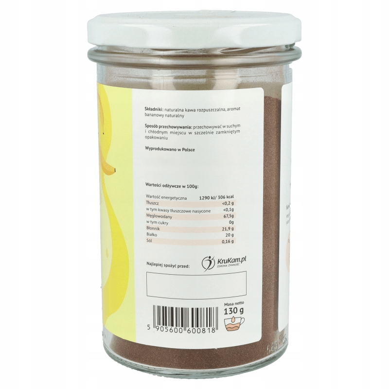 Kawa rozpuszczalna KruKam Kawa rozpuszczalna Bananowa 130 g - obrazek 3