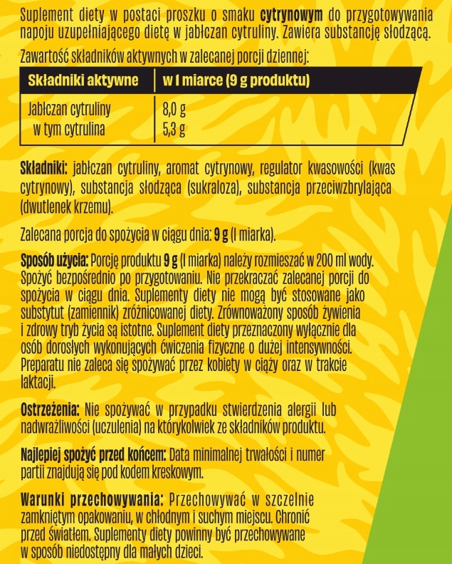 CYTRULINA WK DZIK CYTRYNOWA Jabłczan Cytruliny WKDZIK 540g - obrazek 2