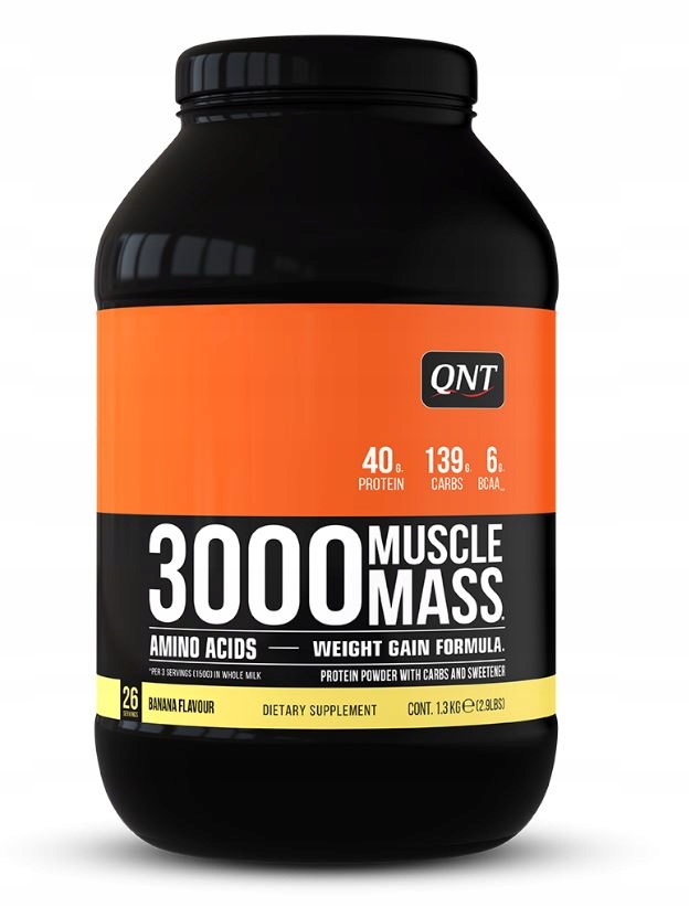 QNT Muscle Mass 3000 Gainer Masa Mięśniowa Przyrost Masy 1,3kg Bananowy`