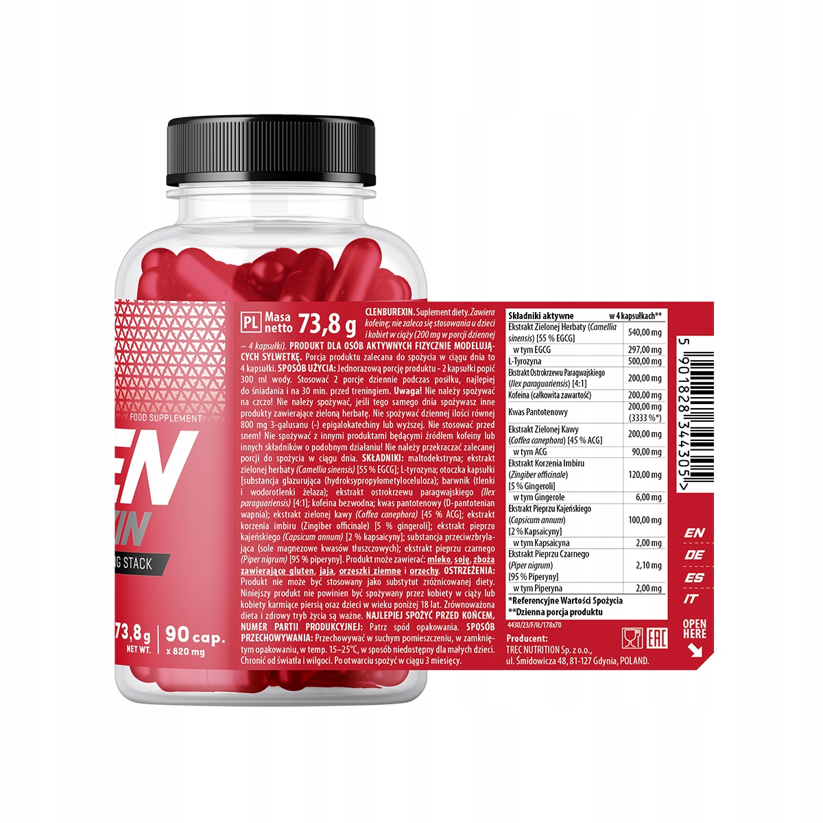 Wielozadaniowe kapsułki Trec Nutrition Clen Burexin smak naturalny - obrazek 8