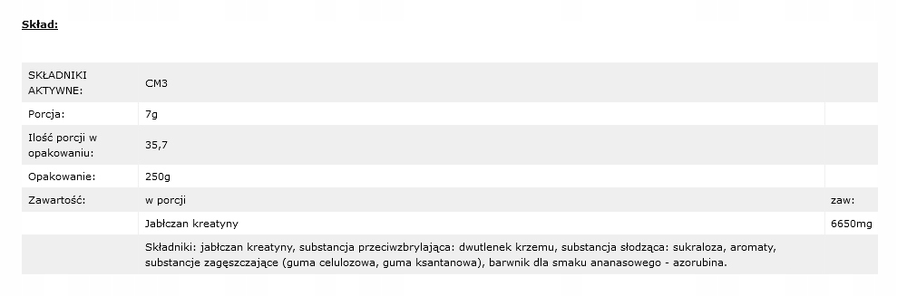 Kreatyna proszek ananasowy Trec Nutrition 250 g - obrazek 10