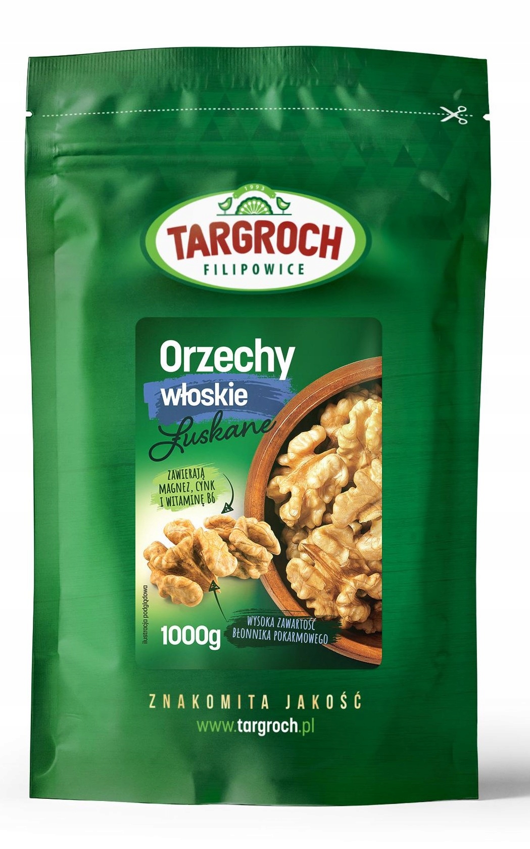 Orzechy włoskie łuskane połówki 1 kg Targroch