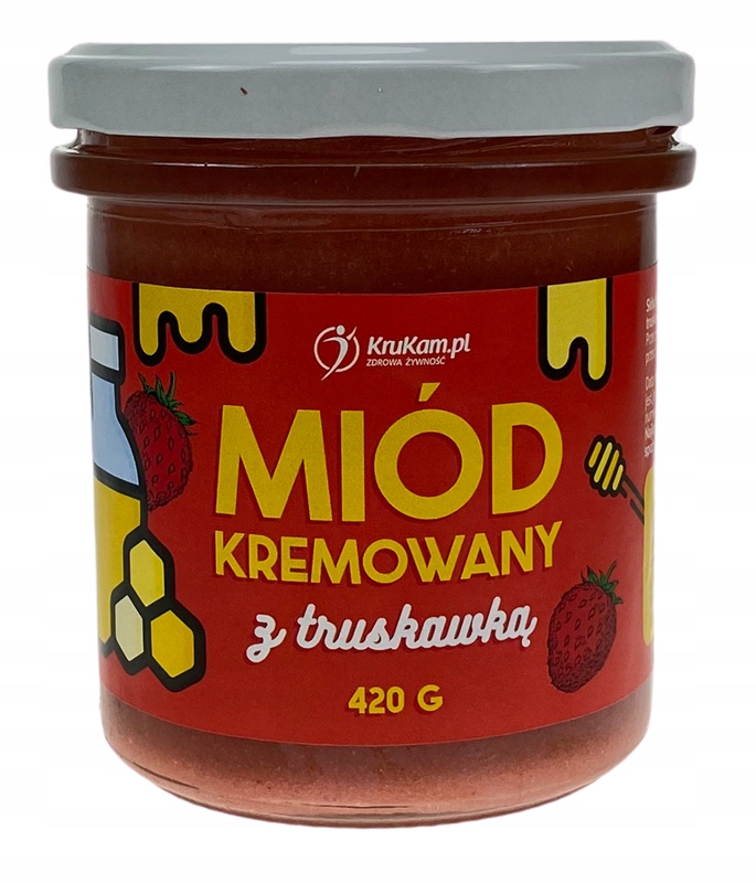 KruKam Miód kremowany z truskawką 420g - obrazek 2