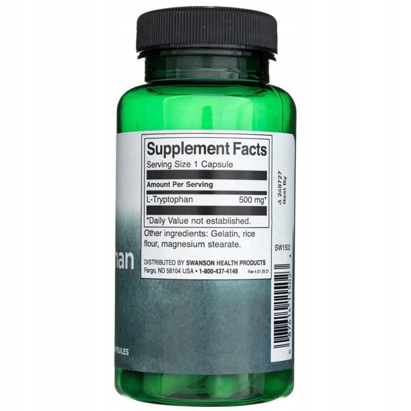 Suplement diety Swanson L-Tryptofan 500 mg 60 kapsułek - obrazek 14
