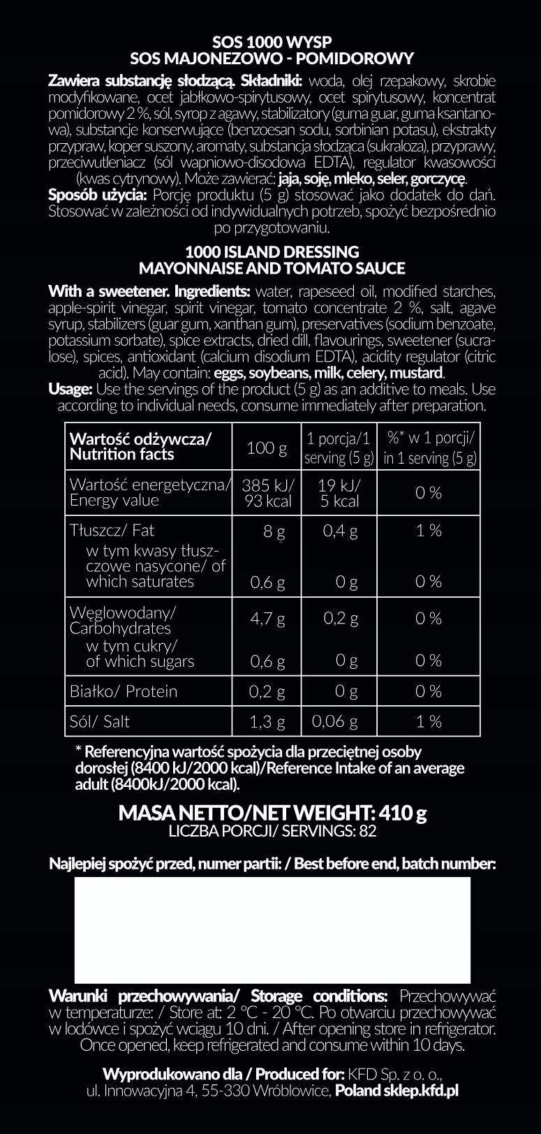 KFD Premium Sauce - 1000 Wysp - 410 g (Gęsty Sos) - 06.01.2026 - obrazek 2