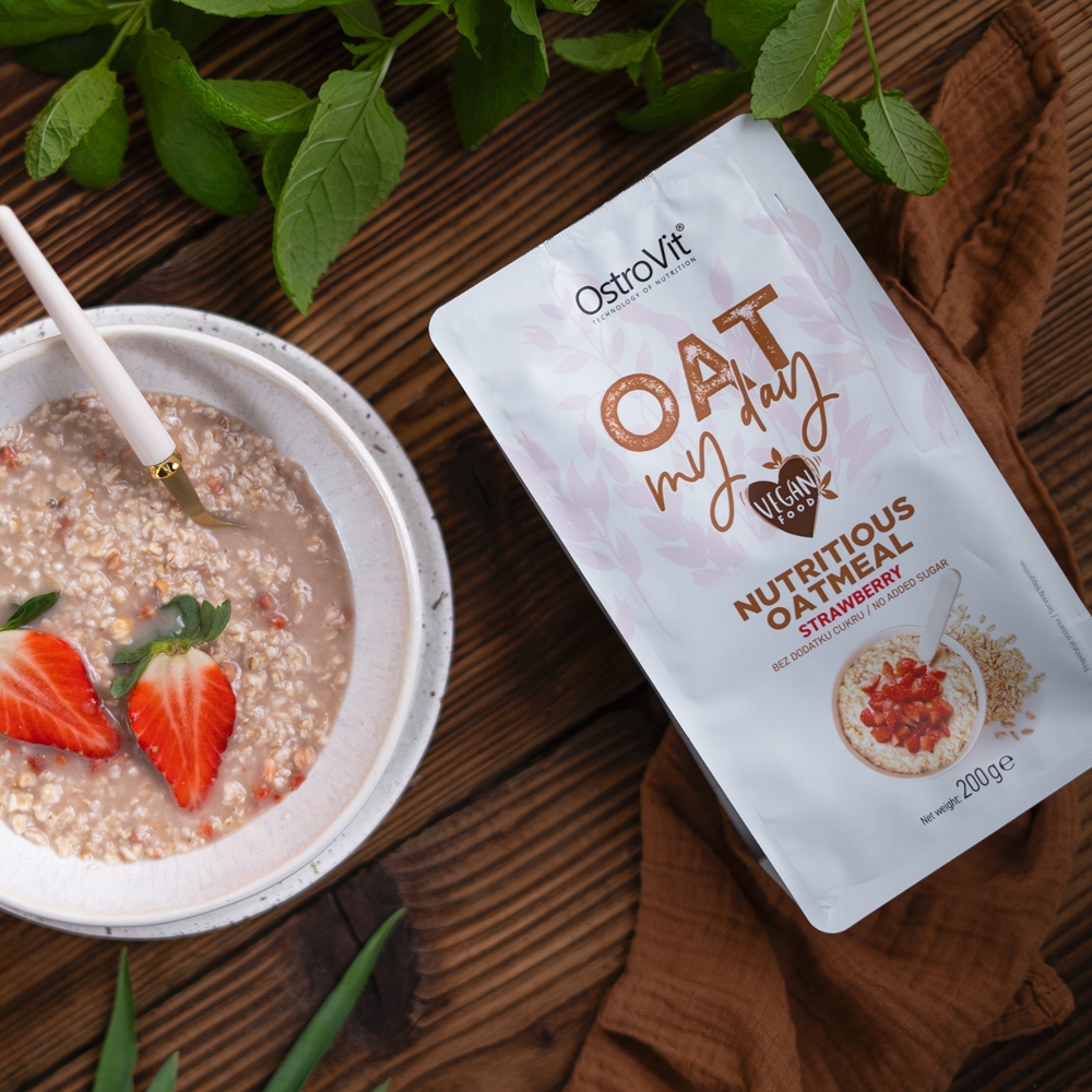Płatki owsiane OstroVit Oat My Day truskawkowe 200 g - obrazek 4