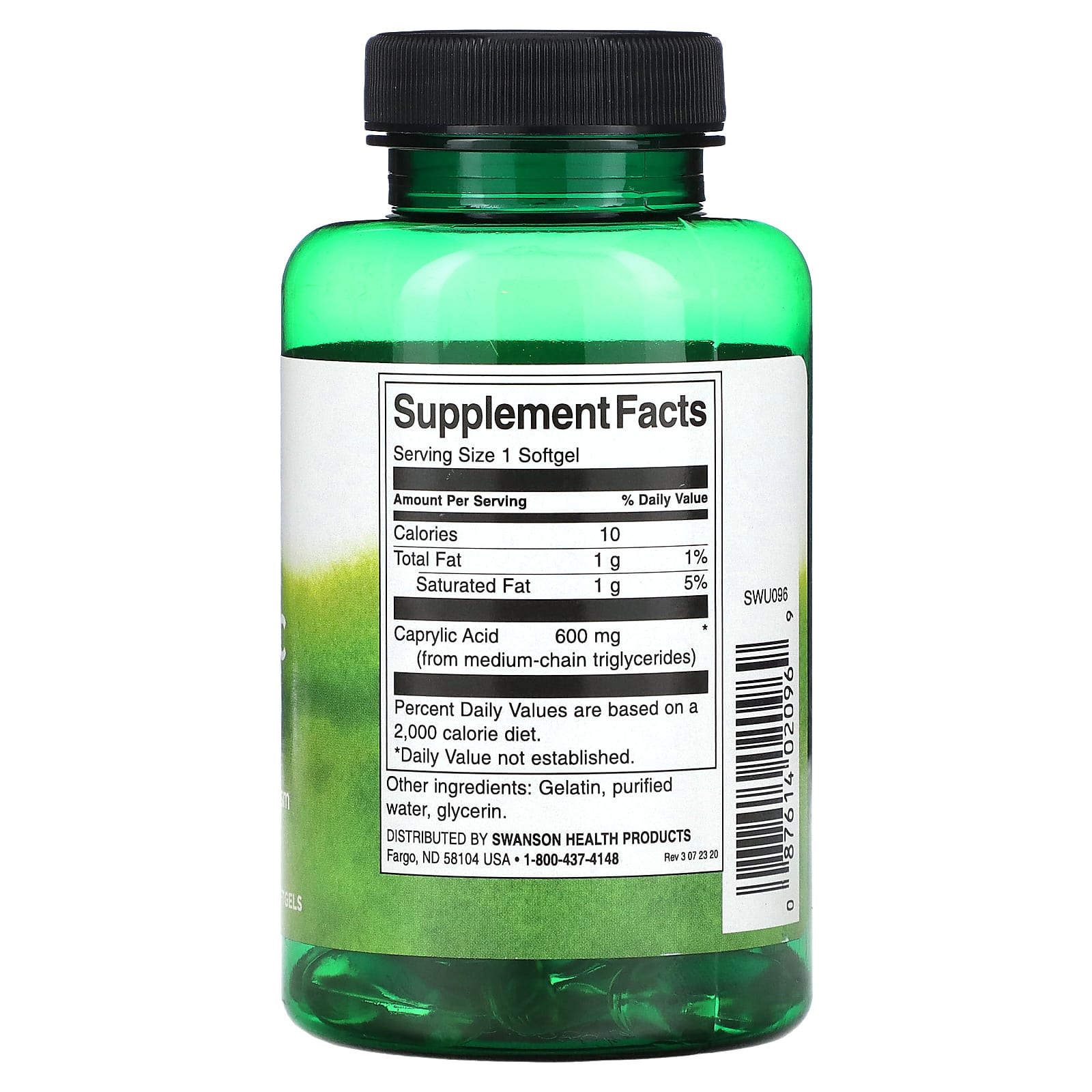 Swanson Caprylic Acid (kwas kaprylowy) 600 mg 60 kapsułek - obrazek 3