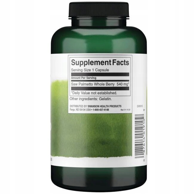 Swanson Saw Palmetto 540 mg 100 kapsułek palma sabałowa prostata - obrazek 5