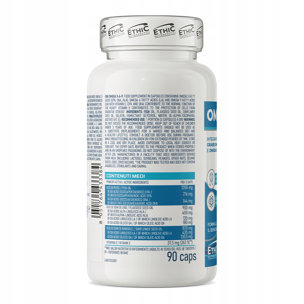 Ethic Nutraceutici Omega 3-6-9 90 kapsułek Olej Rybi KWASY TŁUSZCZOWE Serce - obrazek 2