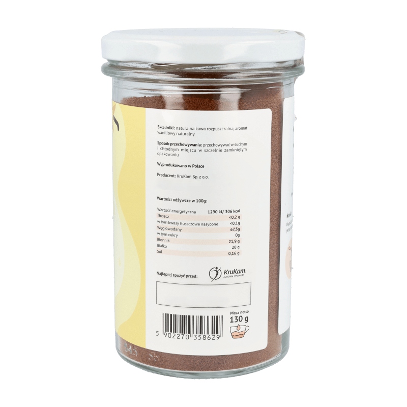 Kawa rozpuszczalna KruKam Kawa rozpuszczalna Waniliowa 130g 130 g - obrazek 3